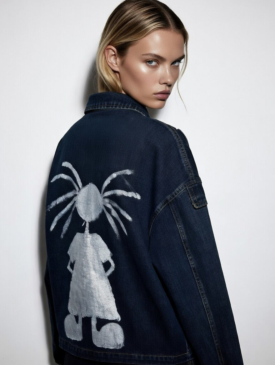 Hand-Painted Denim Jacket – NANA Silver