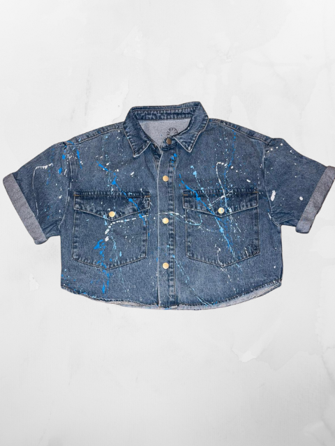 EVIL EYE — Light Blue Crop Top / RepeteArt